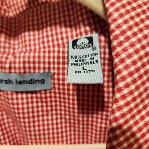 Vintage Marsh Landing 100% Cotton Spring Red Gingham Coat Size Large Retro - Picture 9 of 15